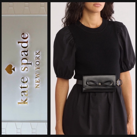 Kate Spade NWT Black Belt Bag with Bow Accent ♠️ - Picture 2 of 10